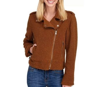 NWT Max Studio Teddy Bear Moto Jacket Brown
